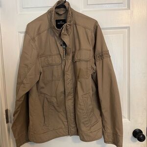 Hollister Men's Jacket in Khaki Size XL